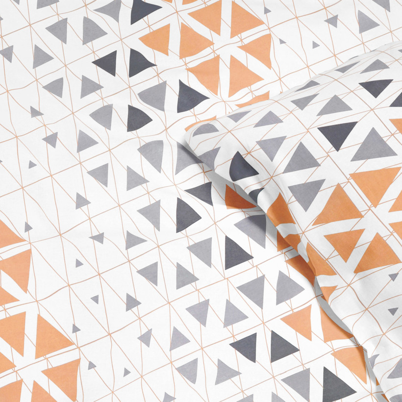 Bavlněné ložní povlečení Deluxe - oranžovo-šedé triangly