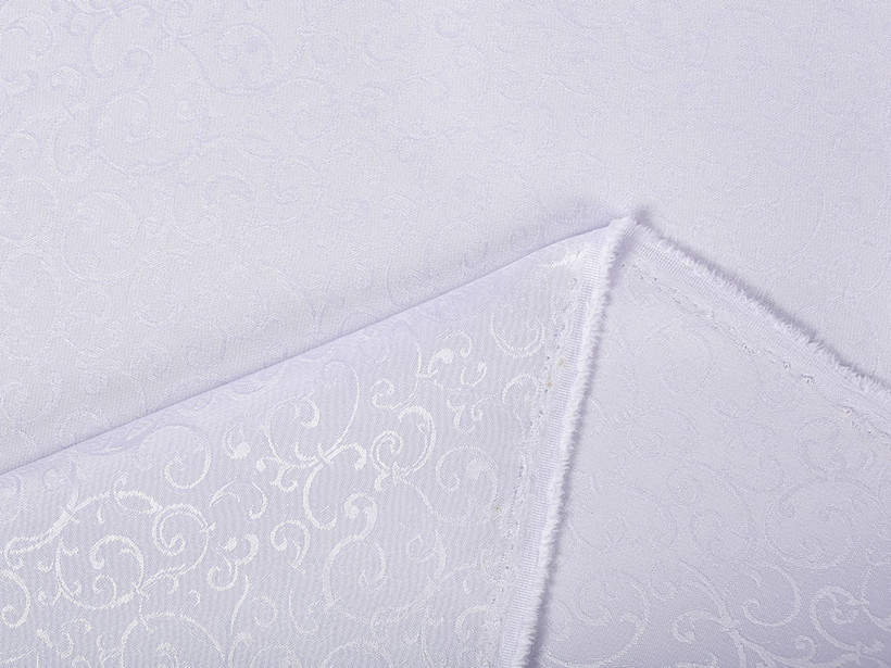 Luxusní teflonová látka na ubrusy - bílá s malými ornamenty