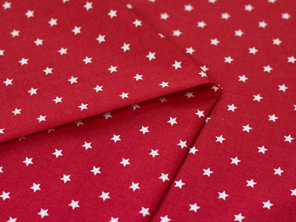 Bavlněné plátno - malé hvězdičky na červeném