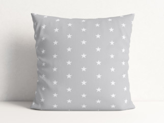 Bavlněný povlak na polštář - bílé hvězdičky na světle šedém