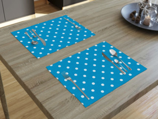 Prostírání na stůl LONETA - vzor bílé puntíky na modrém - sada 2ks