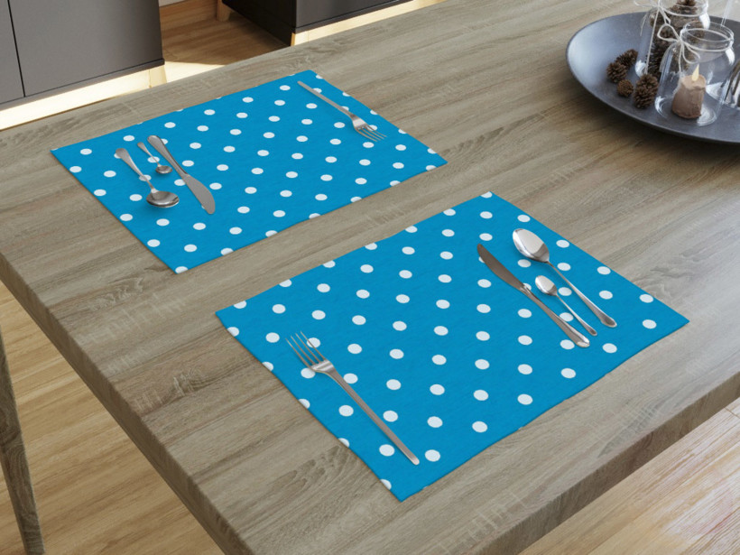 Prostírání na stůl Loneta - bílé puntíky na modrém - sada 2ks