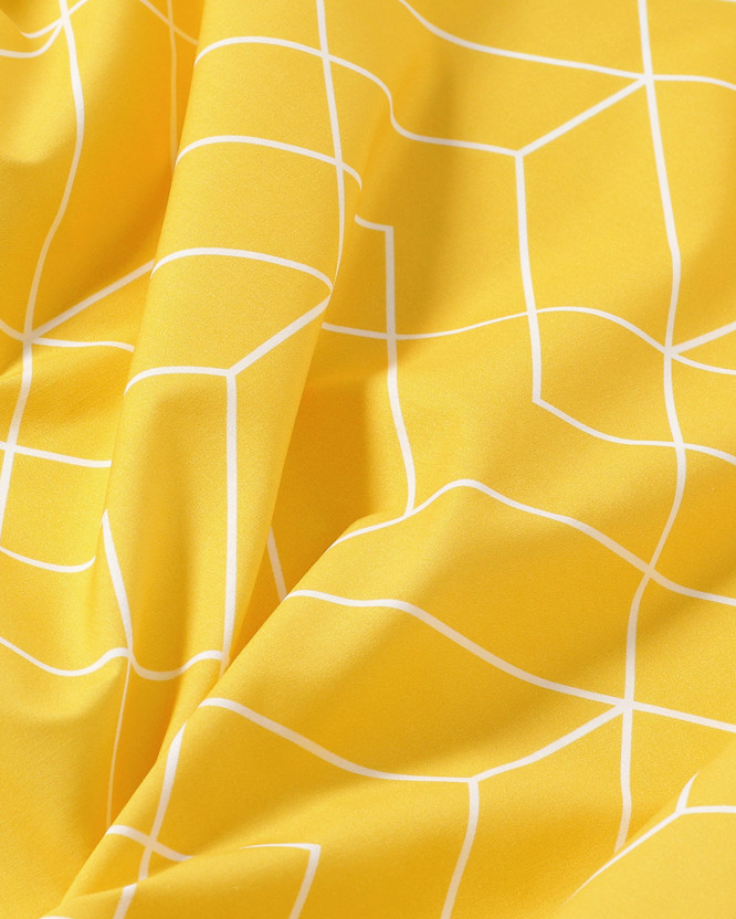 Hranatý ubrus 100% bavlněné plátno - mozaika na žlutém