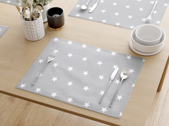 Bavlněné prostírání na stůl - bílé hvězdičky na světle šedém - sada 2ks