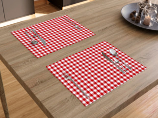 Bavlněné prostírání na stůl KANAFAS - vzor malé červeno-bílé kostičky - 2ks