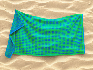 Velká froté plážová osuška PUNTÍKY - zelená 90x180 cm