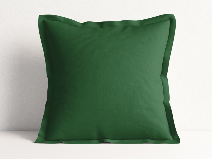 Bavlněný povlak na polštář s ozdobným lemem - tmavě zelený starý