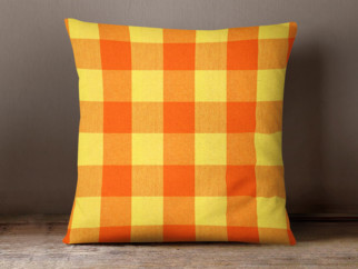 Bavlněný povlak na polštář KANAFAS - vzor velké oranžovo-žluté kostky
