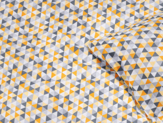 Dětské bavlněné povlečení - vzor 970 oranžové a šedé trojúhelníky