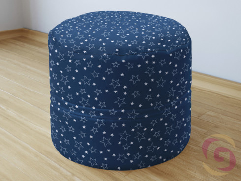 Vánoční bavlněný sedací bobek - vzor bílé hvězdičky na modrém