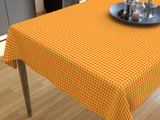 Bavlněný ubrus KANAFAS - vzor malé oranžovo-žluté kostičky
