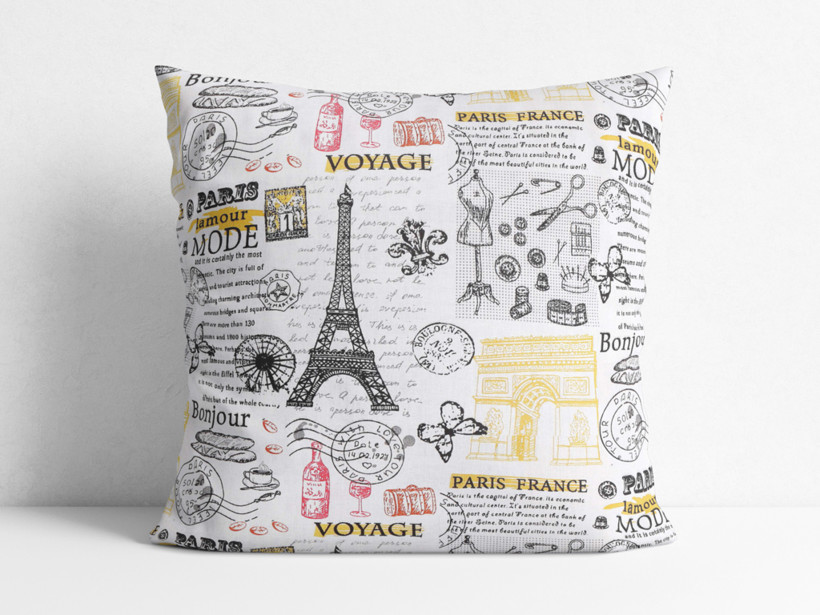 Bavlněný povlak na polštář - symboly Paříže