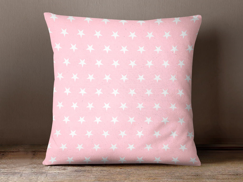 Bavlněný povlak na polštář - bílé hvězdičky na světle růžovém