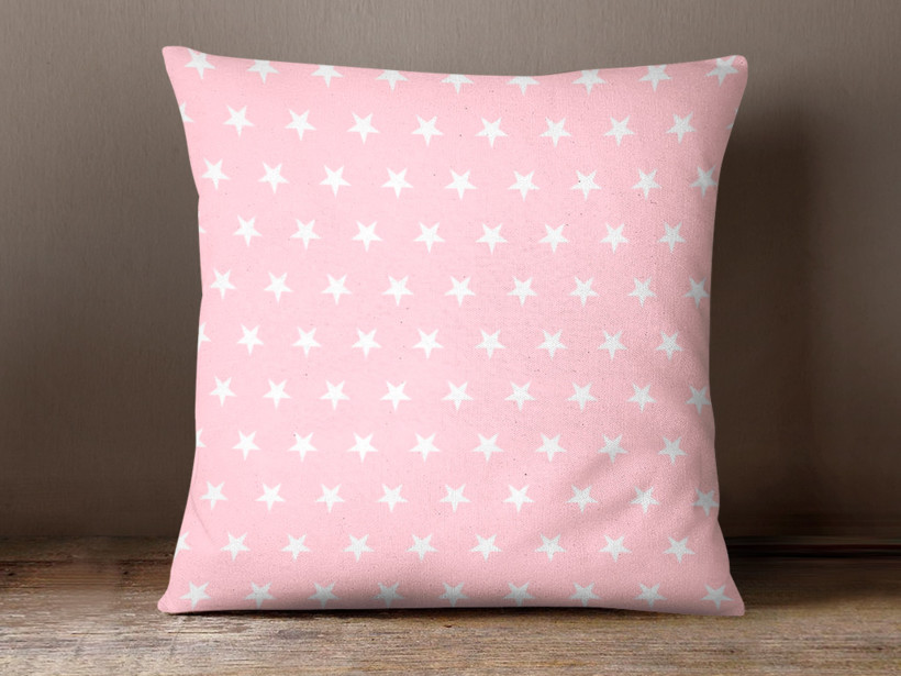 Bavlněný povlak na polštář - bílé hvězdičky na světle růžovém