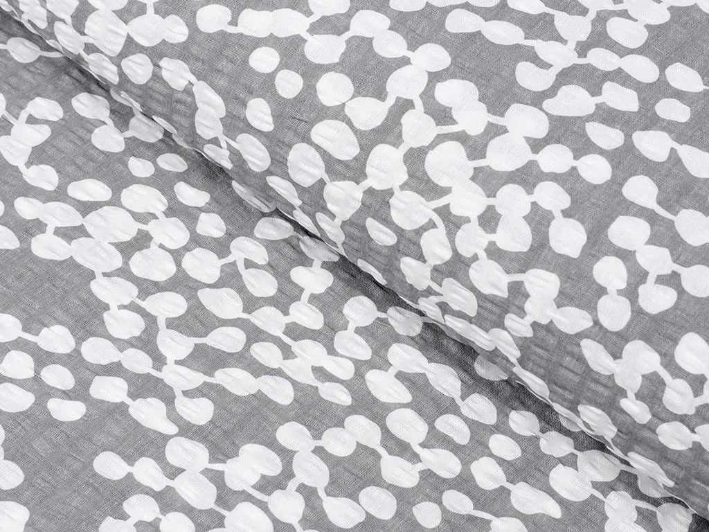 Bavlněný krep - obrazce na šedém