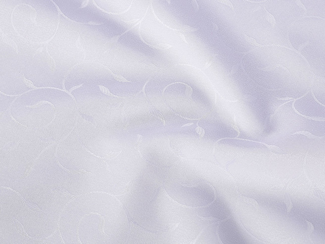 Kulatý luxusní teflonový ubrus - bílý s fialovým nádechem s velkými ornamenty
