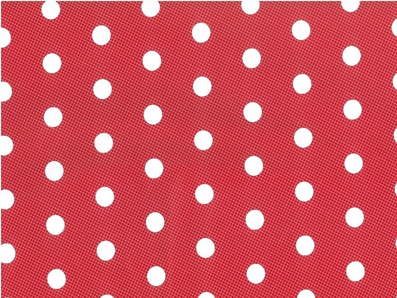 PVC ubrusovina - bílé puntíky na červeném