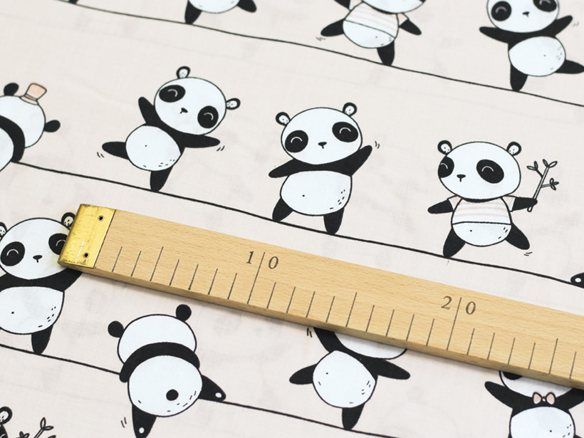 Bavlněné plátno - tančící pandy
