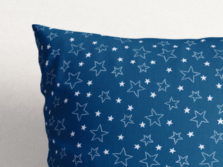 Vánoční bavlněný povlak na polštář - vzor bílé hvězdičky na modrém