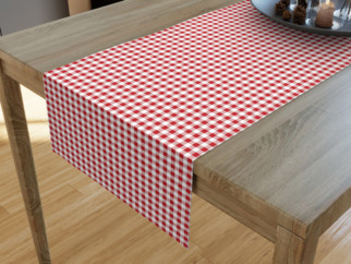 Bavlněný běhoun na stůl - vzor červené a bílé kostičky