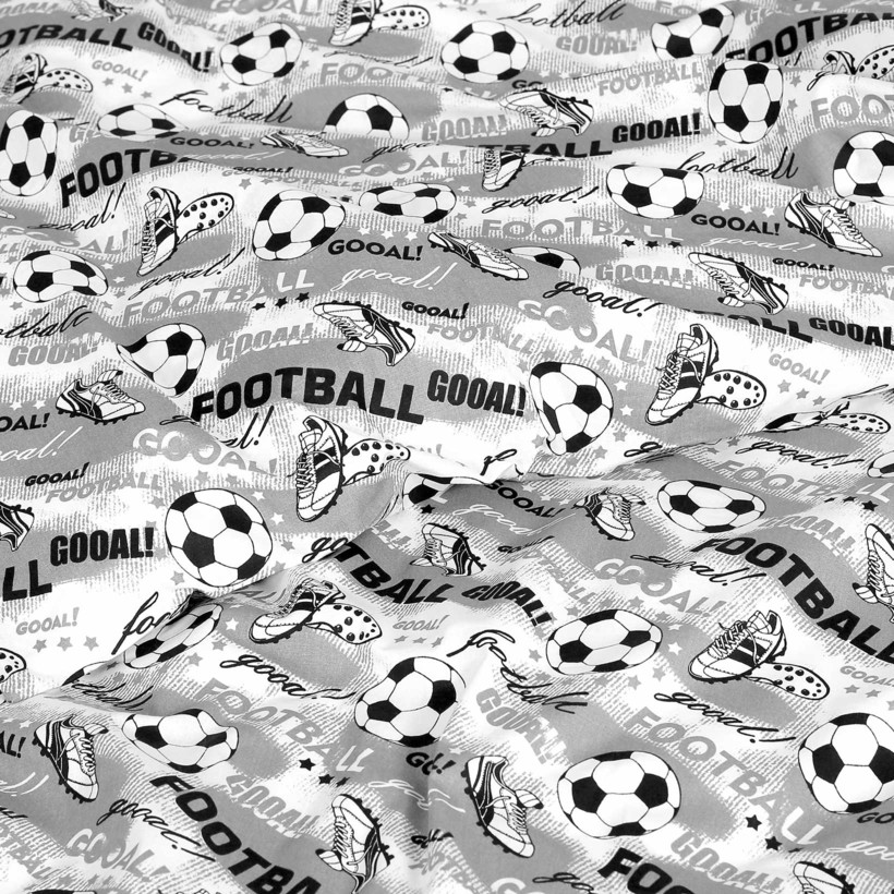 Dětské bavlněné povlečení - fotbal na šedém