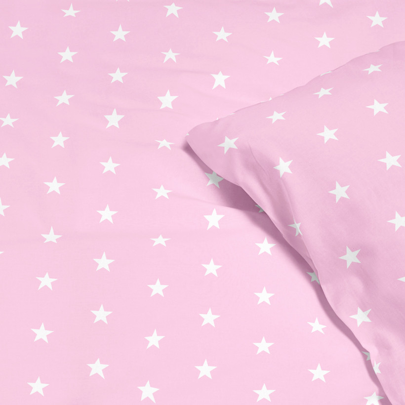 Dětské bavlněné povlečení - bílé hvězdičky na růžovém