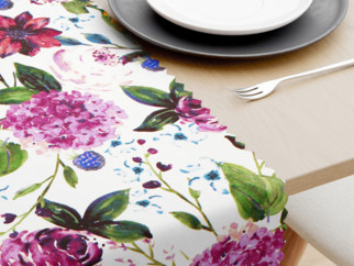 Teflonový běhoun na stůl - motiv fialových hortenzií