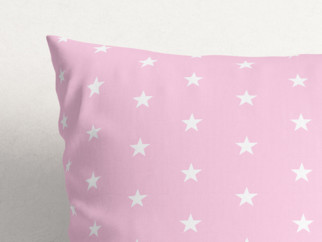 Dětský bavlněný povlak na polštář - bílé hvězdičky na růžovém