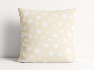 Dekorační povlak na polštář Loneta - bílé hvězdy na světle béžovém