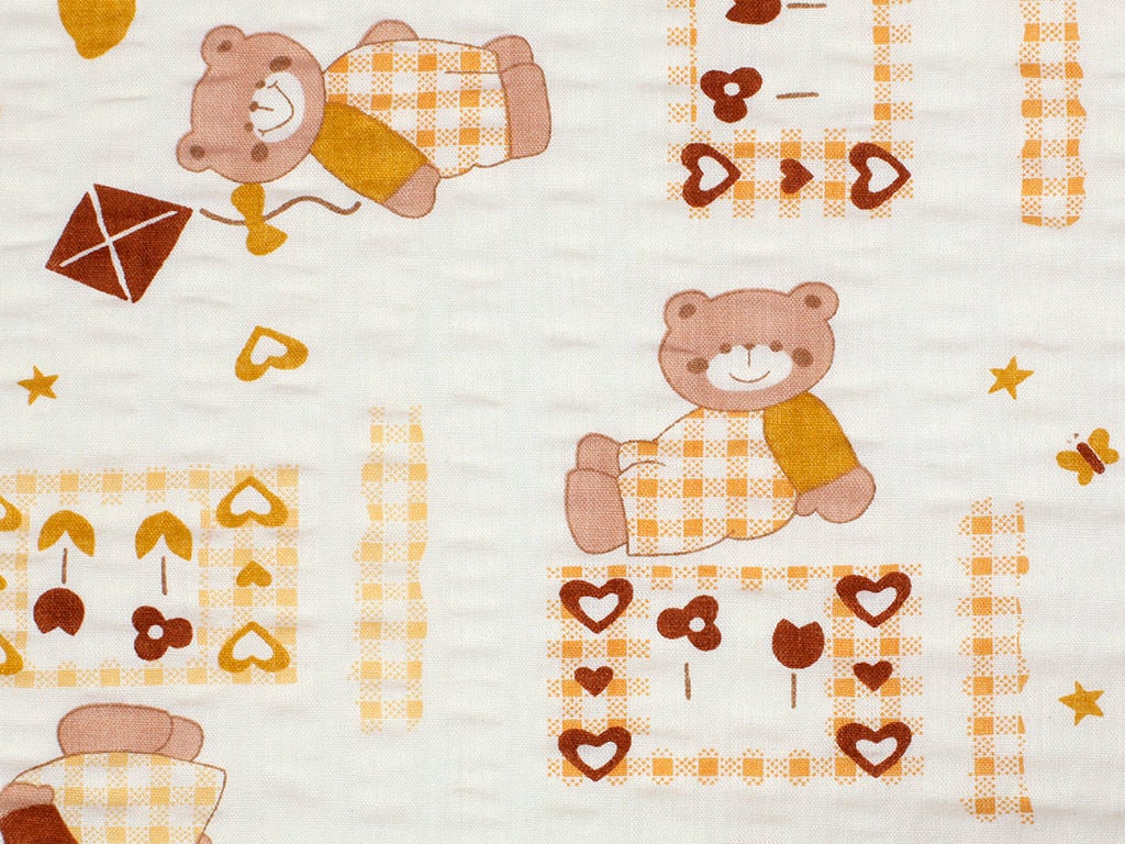 Bavlněný krep - hnědí medvídci