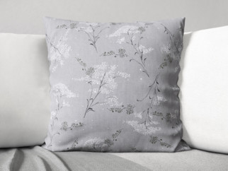 Bavlněný povlak na polštář - vzor japonské květy na šedém