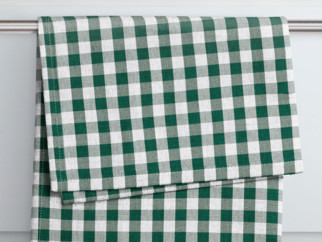 Kuchyňská bavlněná utěrka KANAFAS - vzor 084 malé zeleno-bílé kostičky