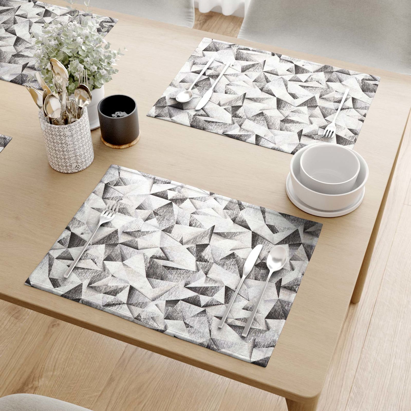 Prostírání na stůl Loneta - šedé žíhané tvary - sada 2ks