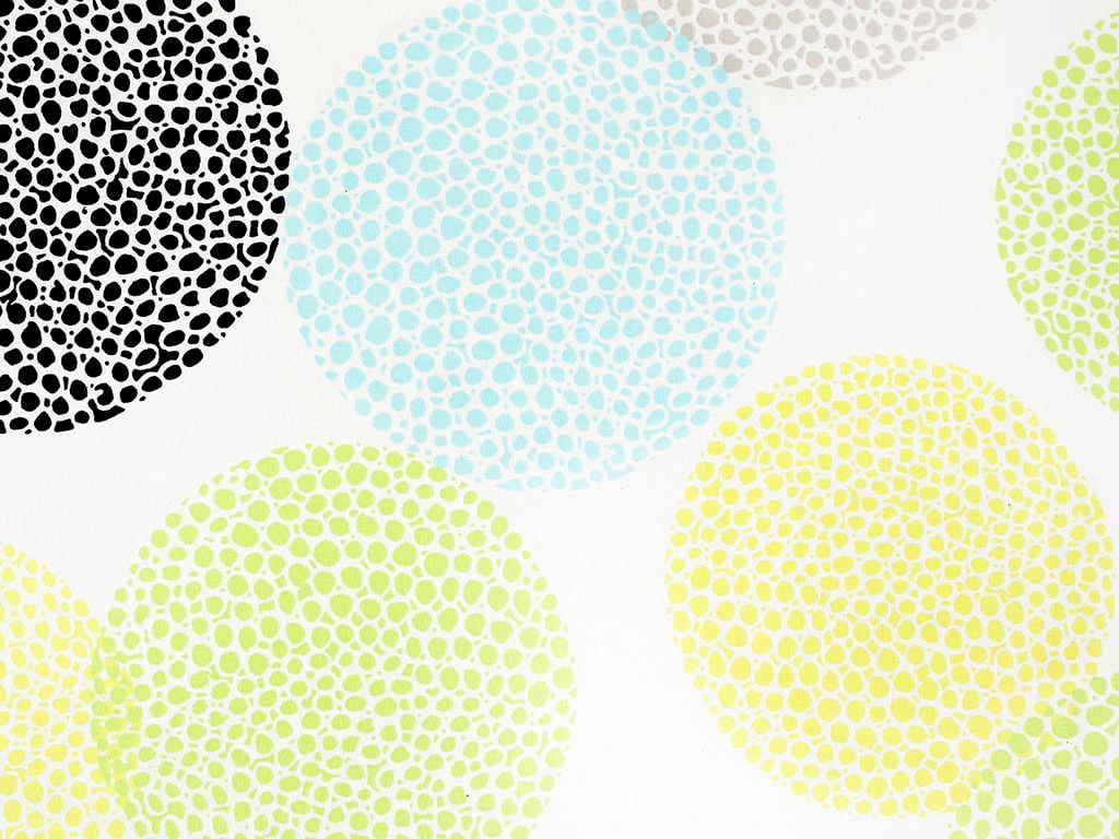 Bavlněné plátno - barevné kruhy s drobnými tvary