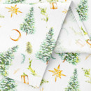 Kulatý vánoční bavlněný ubrus - stromečky a zlaté hvězdy