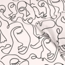 Bavlněné ložní povlečení - abstraktní obličeje na béžovém