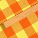 Bavlněná látka - velké oranžovo-žluté kostky - metráž š. 150 cm
