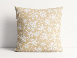 Bavlněný povlak na polštář - vzor sněhové vločky na zlatém