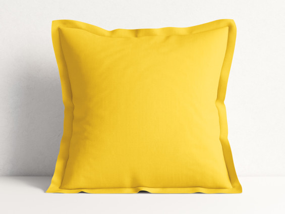 Bavlněný povlak na polštář s ozdobným lemem - žlutý