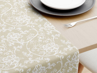 Dekorační běhoun na stůl LONETA - vzor bílé popínavé květiny