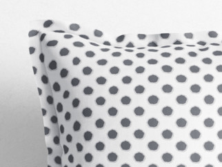 Bavlněný povlak na polštář s ozdobným lemem - šedé designové puntíky