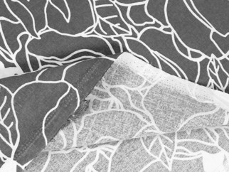 Bavlněný závěs - bílé květy na tmavě šedém