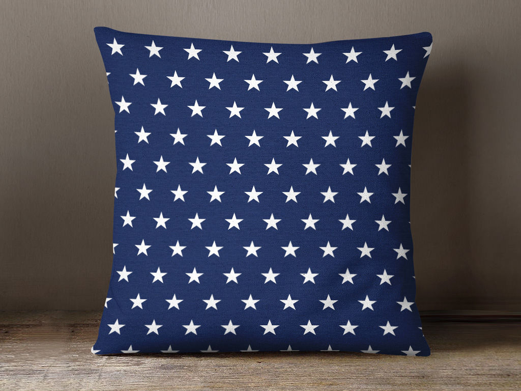 Bavlněný povlak na polštář - bílé hvězdičky na tmavě modrém