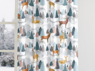 Vánoční závěs LONETA - vzor malovaní jeleni a srnky