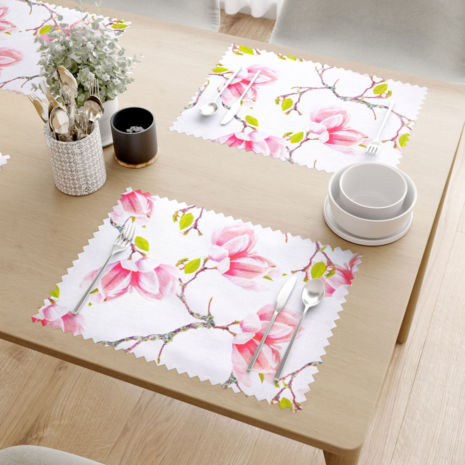 Prostírání na stůl teflonové - jarní motiv růžových magnolií - sada 2ks