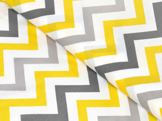 Bavlněné plátno Simona - vzor 901 žluté a šedé cik-cak proužky - metráž š. 160 cm