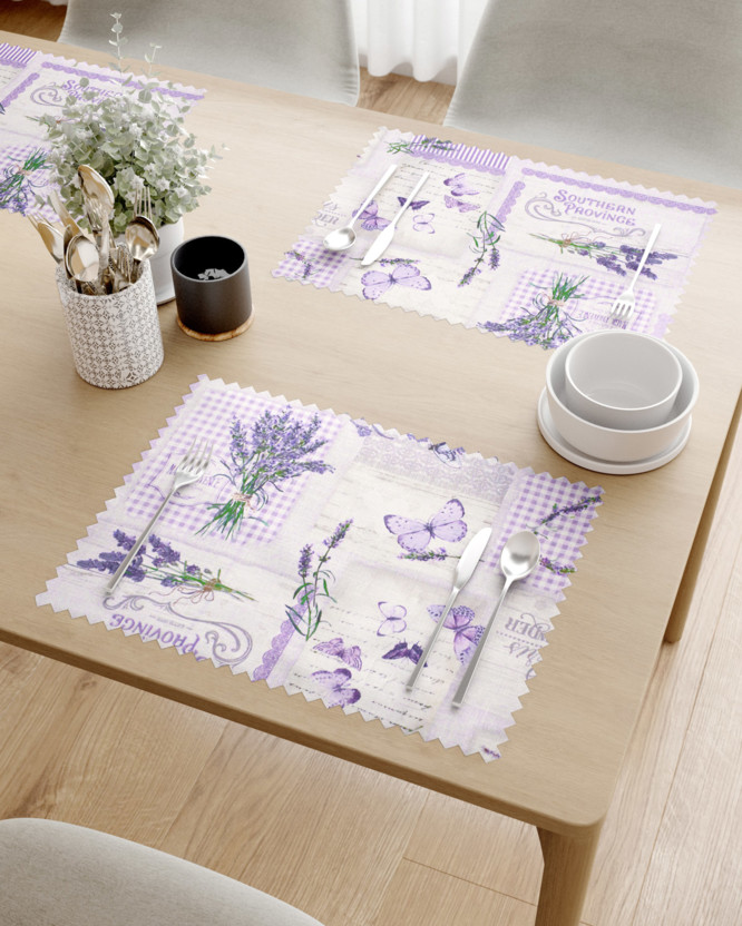 Prostírání na stůl teflonové - patchwork levandulí s motýly - sada 2ks
