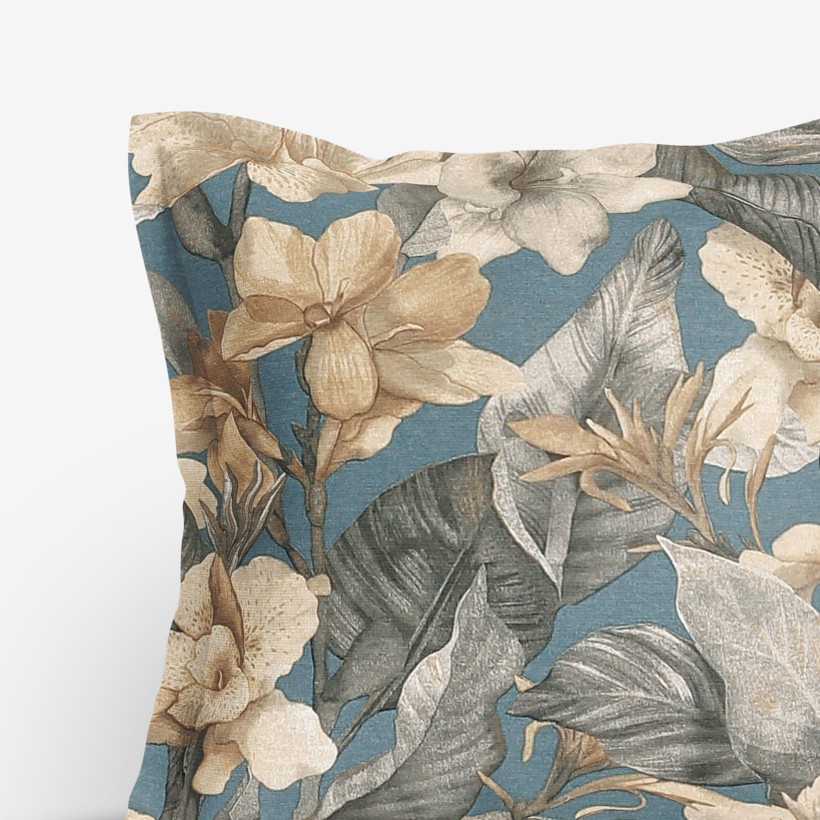 Dekorační povlak na polštář s ozdobným lemem Loneta - tropické květy