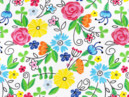 Bavlněné plátno SIMONA - vzor 1062 barevné květiny na bílém - metráž š. 160cm