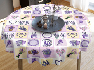 Kulatý teflonový ubrus - levandulové dekorace